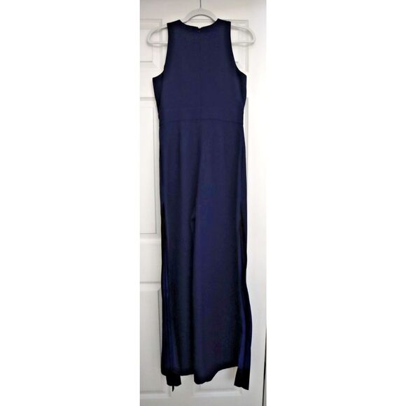 GSTQ 1F23D034 Women's Sz 4 Midnight Navy Blue Plunge Wrap Jumpsuit - Picture 9 of 13